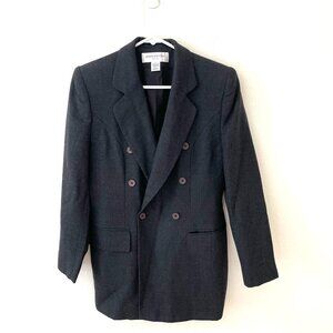 Jones New York 100% Wool Double Breasted Blazer -  Black  Petite Size: 6P